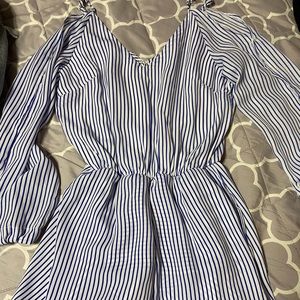 V neck striped romper